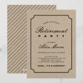Enkel Elegant Kraft | Överraskningsavskedsparty Inbjudningar