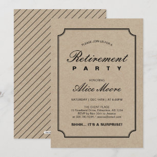 Enkel Elegant Kraft Överraskningsavskedsparty Inbjudningar