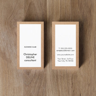 Enkel Elegant Kraft Papper White Consultant Visitkort