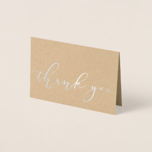 Enkel Elegant Kraft Silver Foil Script-Tack Folierat Kort