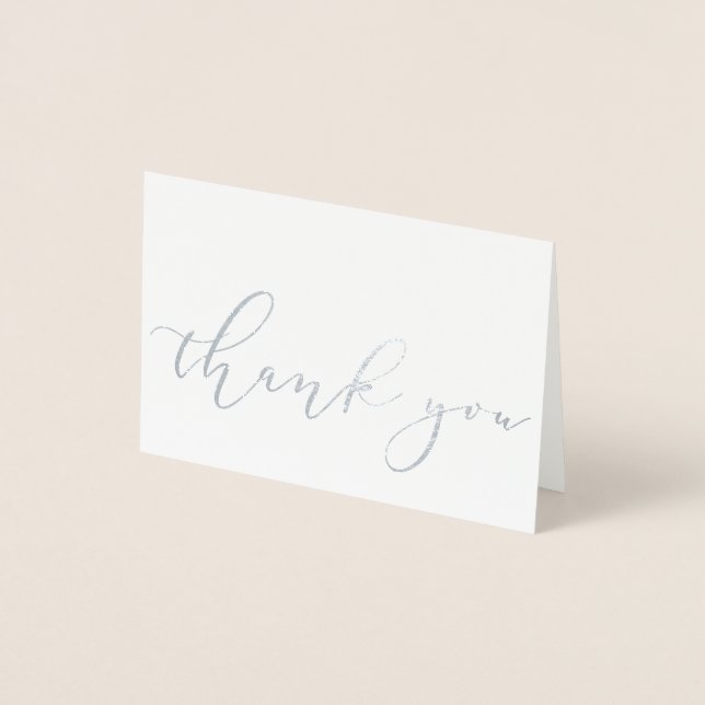 Enkel Elegant Kraft Silver Foil Script-Tack Folierat Kort (Framsida)
