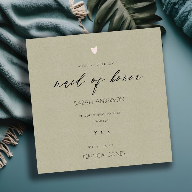 ENKEL ELEGANT KRAFT TYPOGRAPHY maid of honor Inbjudningar (Skapare uppladdad)