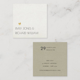 ENKEL ELEGANT KRAFT WHITE TYPOGRAPHY BRÖLLOP FYRKANTIGT VISITKORT