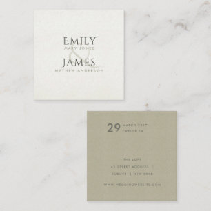 ENKEL ELEGANT KRAFT WHITE TYPOGRAPHY BRÖLLOP FYRKANTIGT VISITKORT