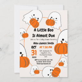 Enkel Elegant Kuslig Spöke, Halloween Baby Shower Inbjudningar