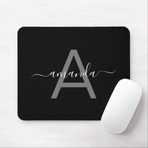 Enkel Elegant Lägg Till Ditt Namn & Monogram Svart Musmatta
