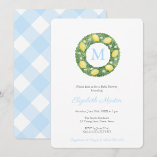Enkel Elegant Lemons Boy Baby Shower Party Inbjudningar