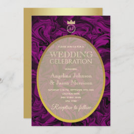 Enkel Elegant Lila Bröllop Inbjudningar
