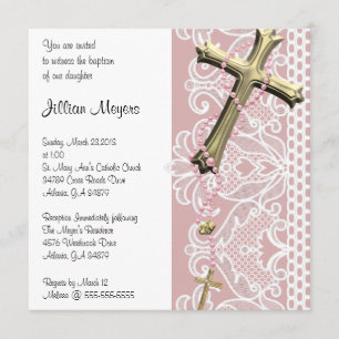 Enkel Elegant Lila Kor Baptism/Christening Inbjudningar