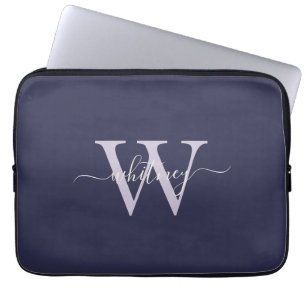 Enkel Elegant Lila Monogram Namn & Initial Laptop Fodral