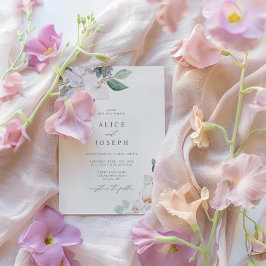Enkel Elegant Lilac Watercolor Blommigt Bröllop Inbjudningar