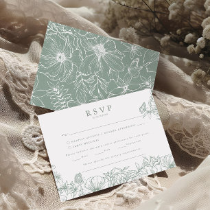 Enkel Elegant Ljust Grön Trädgårdsbröllop RSVP Tilläggskort