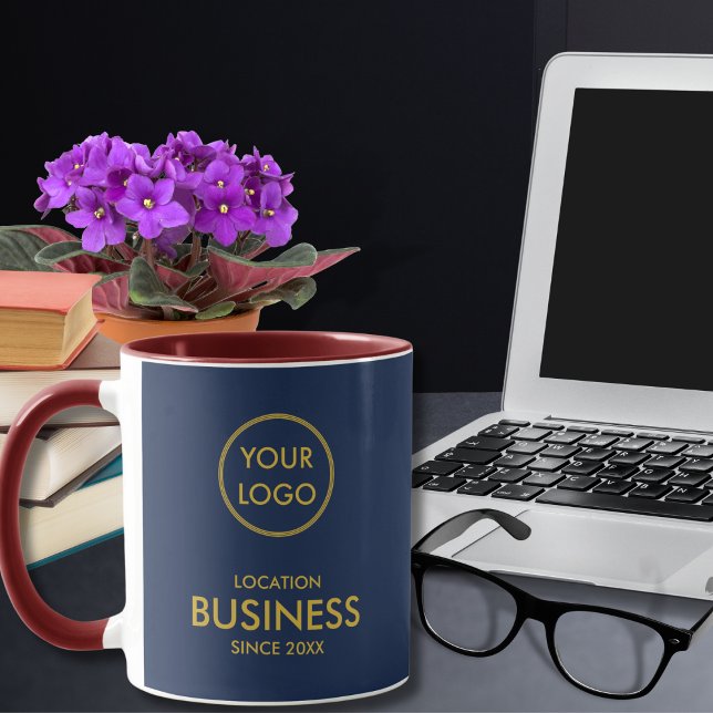 Enkel Elegant - Logotyp - marinblå Guld Mugg (Skapare uppladdad)