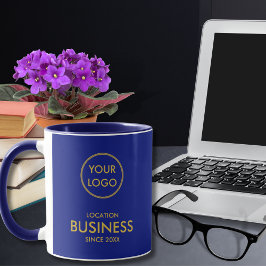 Enkel Elegant - Logotyp, Royal, blå Guld Mugg