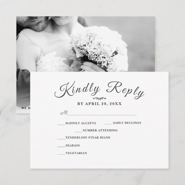 Enkel Elegant M-skript | Modern Bröllop OSA Card Kort (Fram/baksida)