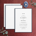 Enkel Elegant, marin blå och vit monogram Bröllop Inbjudningar<br><div class="desc">Är du tittar för ett enkelt, elegant sätt att inbjudan era gäster till bröllop? Se inte längre än denna vackra, blå, vita inbjudan med modern typografi. Den här minimalistiska utformningen är perfekt för par som vill ha en bröllopsinbjudan för chic och snyggt som säkert imponerar på deras gäster. Dessutom tillför...</div>