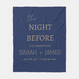 Enkel Elegant marin och Guld Namn-datum Bröllop Fleecefilt