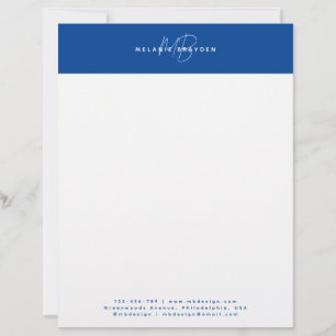 Enkel Elegant Marinblå Minimalistisk Två Monogram Brevhuvud