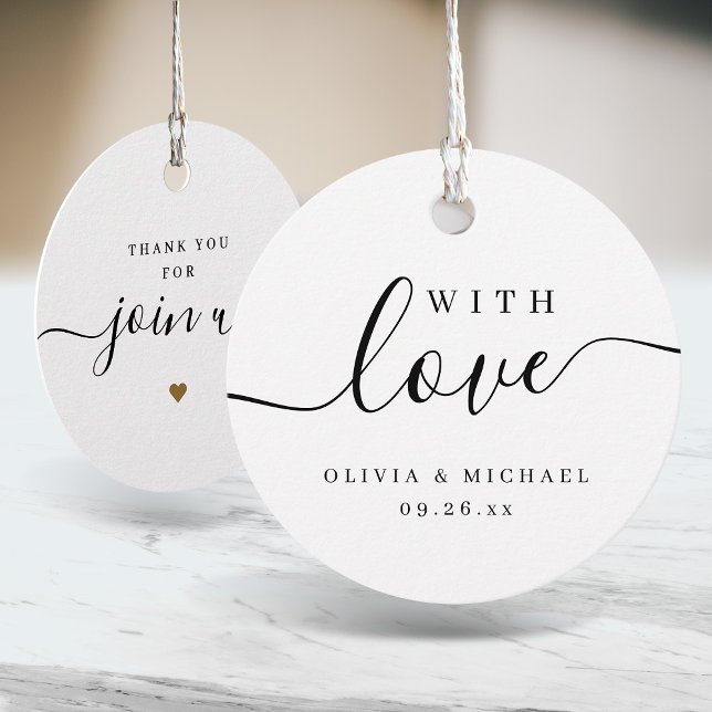 Enkel elegant med kärlek Bröllop Gåvor Etiketter (Simple elegant script with love Wedding Favor Tags)