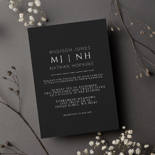 Enkel Elegant med Monogram-minimalistisk Bröllop Inbjudningar