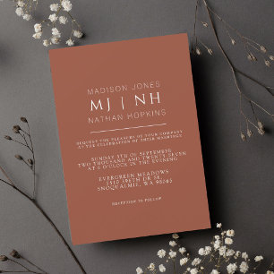 Enkel Elegant med Monogram-minimalistisk Bröllop Inbjudningar