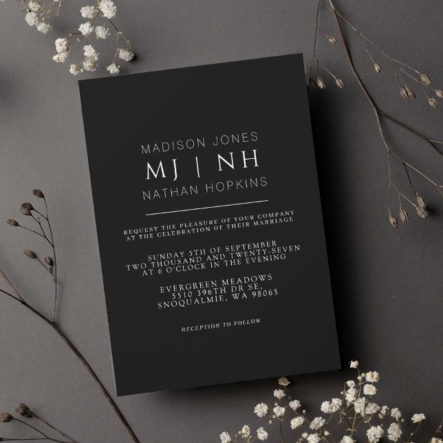 Enkel Elegant med Monogram-minimalistisk Bröllop Inbjudningar (Skapare uppladdad)