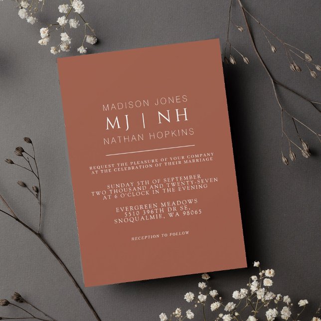 Enkel Elegant med Monogram-minimalistisk Bröllop Inbjudningar (Skapare uppladdad)