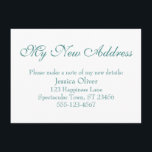 Enkel, Elegant Min Nya Adress Turkos på Vit Tilläggskort<br><div class="desc">Håll dina vänner och familj uppdaterade med din nya adress med hjälp av dessa enkla och eleganta inklusionskort. En enkel anteckning lyder "Min nya adress" högst upp, med en snygg, traditionell typsnittsstil. Använd mallfälten för att lägga till alla dina uppgifter och anpassa designen för eget bruk. Den turkosa texten placerades...</div>