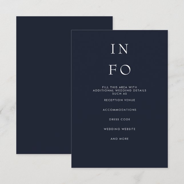  Enkel Elegant Minimal Modern Marinbröllop Tilläggskort (Fram/baksida)