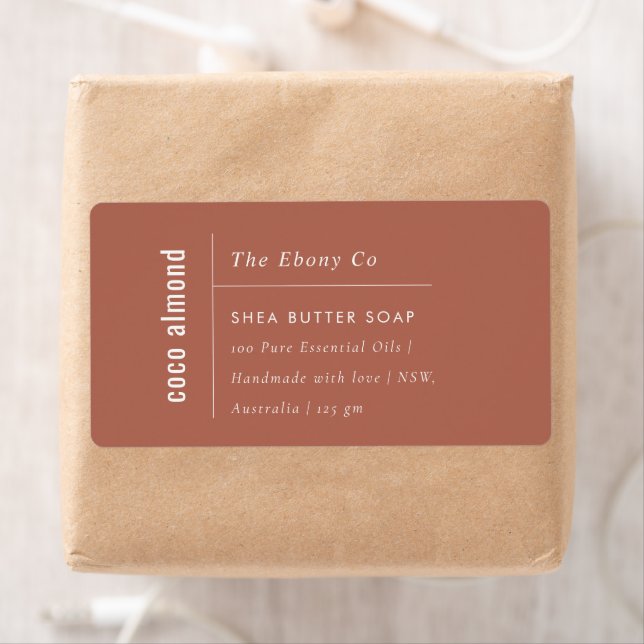 Enkel Elegant - minimal terracotta Rust Soap-etike Fraktsedel (Insitu)