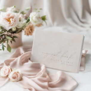 Enkel Elegant Minimalistisk Beige Bröllop Guest Bo Gästböcker