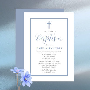 Enkel Elegant - minimalistisk "Blue Boy Baptism" Inbjudningar