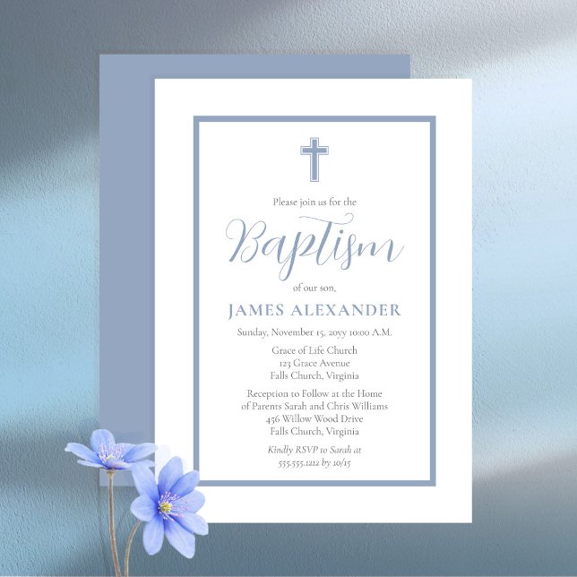 Enkel Elegant - minimalistisk "Blue Boy Baptism" Inbjudningar (Skapare uppladdad)