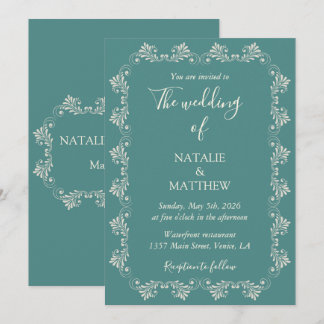 Enkel, Elegant, Minimalistisk, Damask Ornament Inbjudningar
