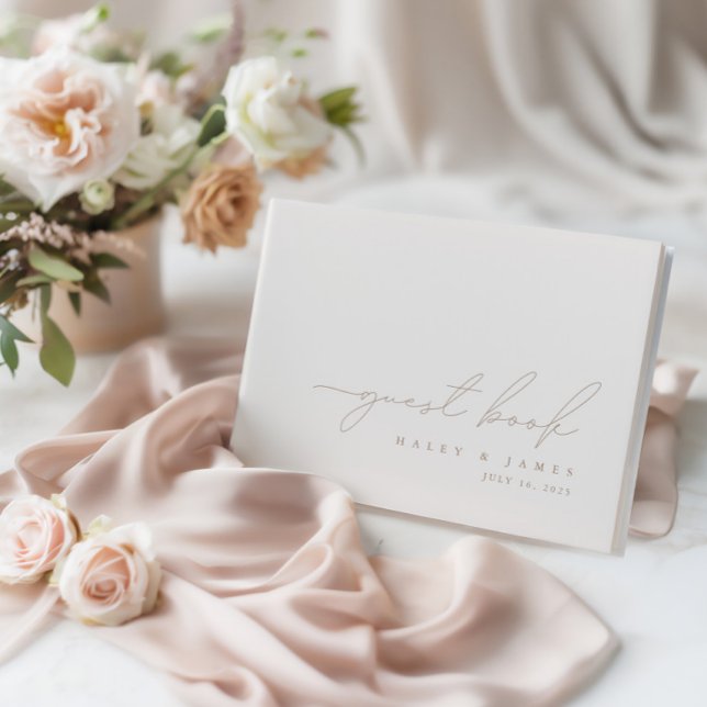 Enkel Elegant Minimalistisk ivoriansk Bröllop-gäst Gästböcker (Simple Elegant Minimalist Ivory Wedding Guest Book)