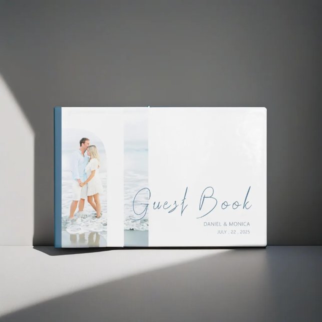 Enkel Elegant Minimalistisk pastellblått Bröllop Gästböcker (Capture timeless memories with our Elegant Minimalist Pastel Blue Wedding Guest Book. )