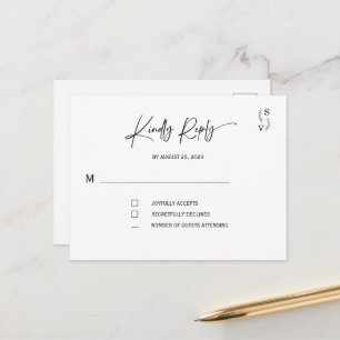 Enkel Elegant Minimalistisk personlig rsvp Vykort
