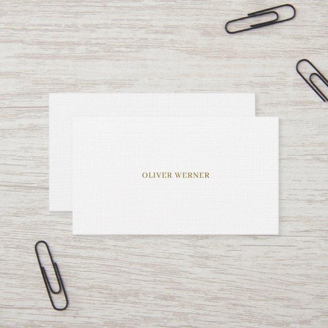 Enkel Elegant Minimalistisk Premium Linen Visitkort (Fram/Back In Situ)