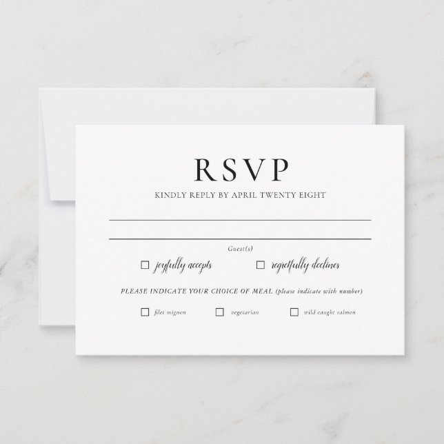Enkel Elegant Minimalistisk RSVP Inbjudningskort (Framsida)