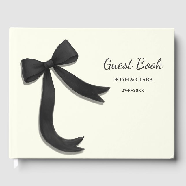 Enkel Elegant Minimalistisk Svart Båge Gästbok (Framsida)