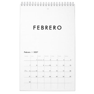 Enkel Elegant Minimalistisk Svart och Vit Spansk Kalender