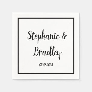 Enkel Elegant - minimalistiskt svart skript Bröllo Pappersservett