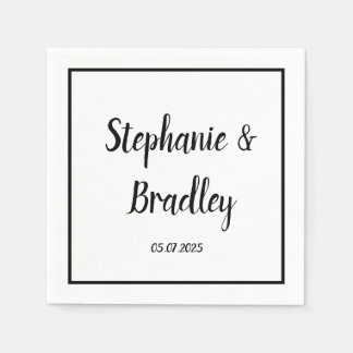 Enkel Elegant - minimalistiskt svart skript Bröllo Pappersservett