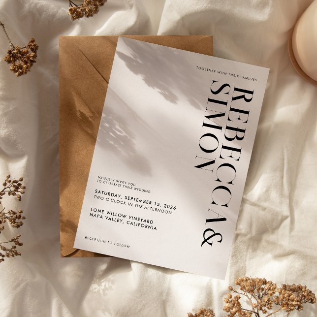 Enkel Elegant - minimalistiskt svartvitt Bröllop Inbjudningar (Simple Elegant Minimalist Black and White Wedding Invitation)