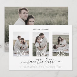 Enkel Elegant, minimalt 4 fotokollage Bröllop Spara Datumet