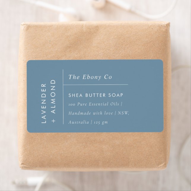 Enkel Elegant - minimalt Dusky Blue Soap-märke Fraktsedel (Insitu)