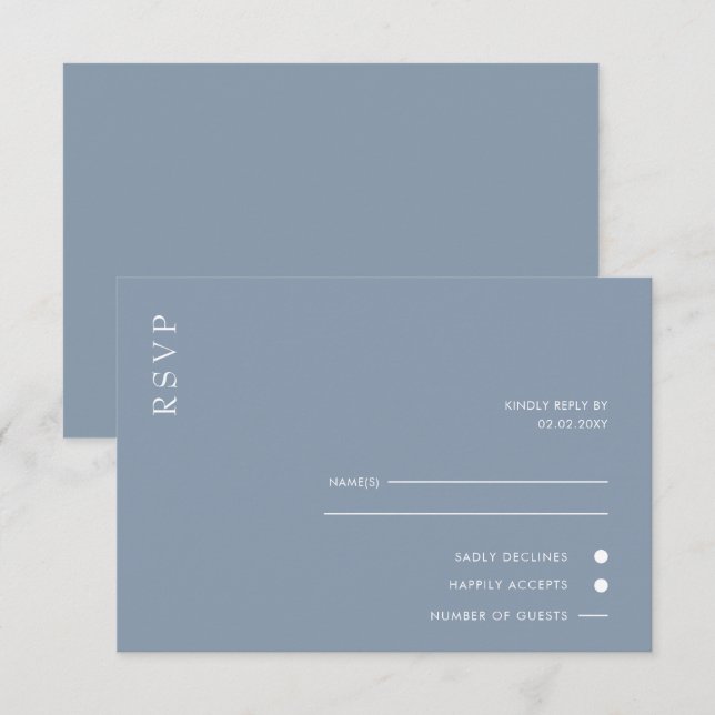 Enkel Elegant - minimalt Modern Dusty Blue Bröllop OSA Kort (Fram/baksida)