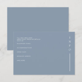 Enkel Elegant - minimalt Modern Dusty Blue Bröllop Tilläggskort