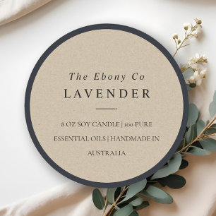 Enkel Elegant - minimalt Rustic Kraft Candle-etike Runt Klistermärke