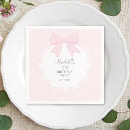Enkel Elegant Mjuk Pastel Rosa Bow Girl Birthday Pappersservett